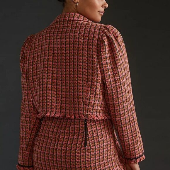 NWT Anthrpologie Maeve tweed pink combo jacket sz 00 - Picture 3 of 8